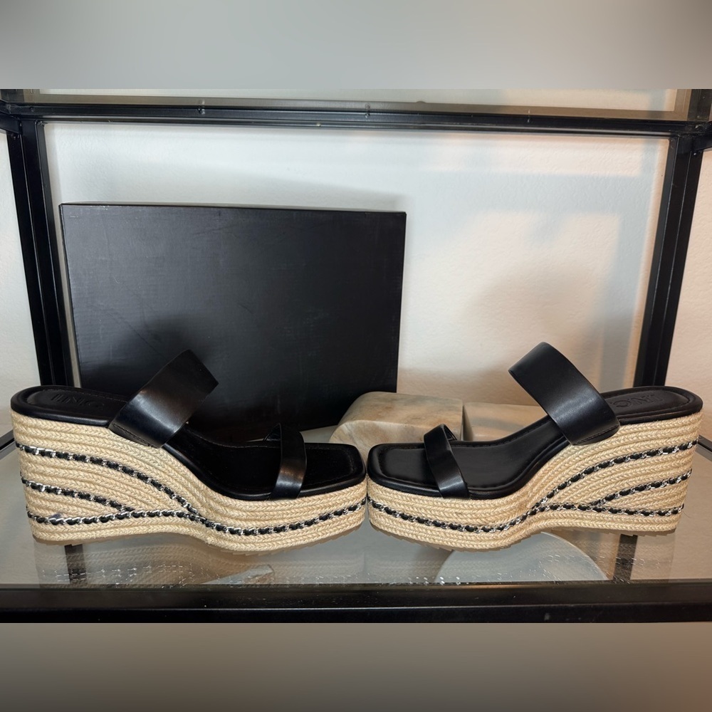 NIB INC NYANA Black Comfort Insole Wedge Espadrille Sandals - Size 8.5 - Picture 6 of 9